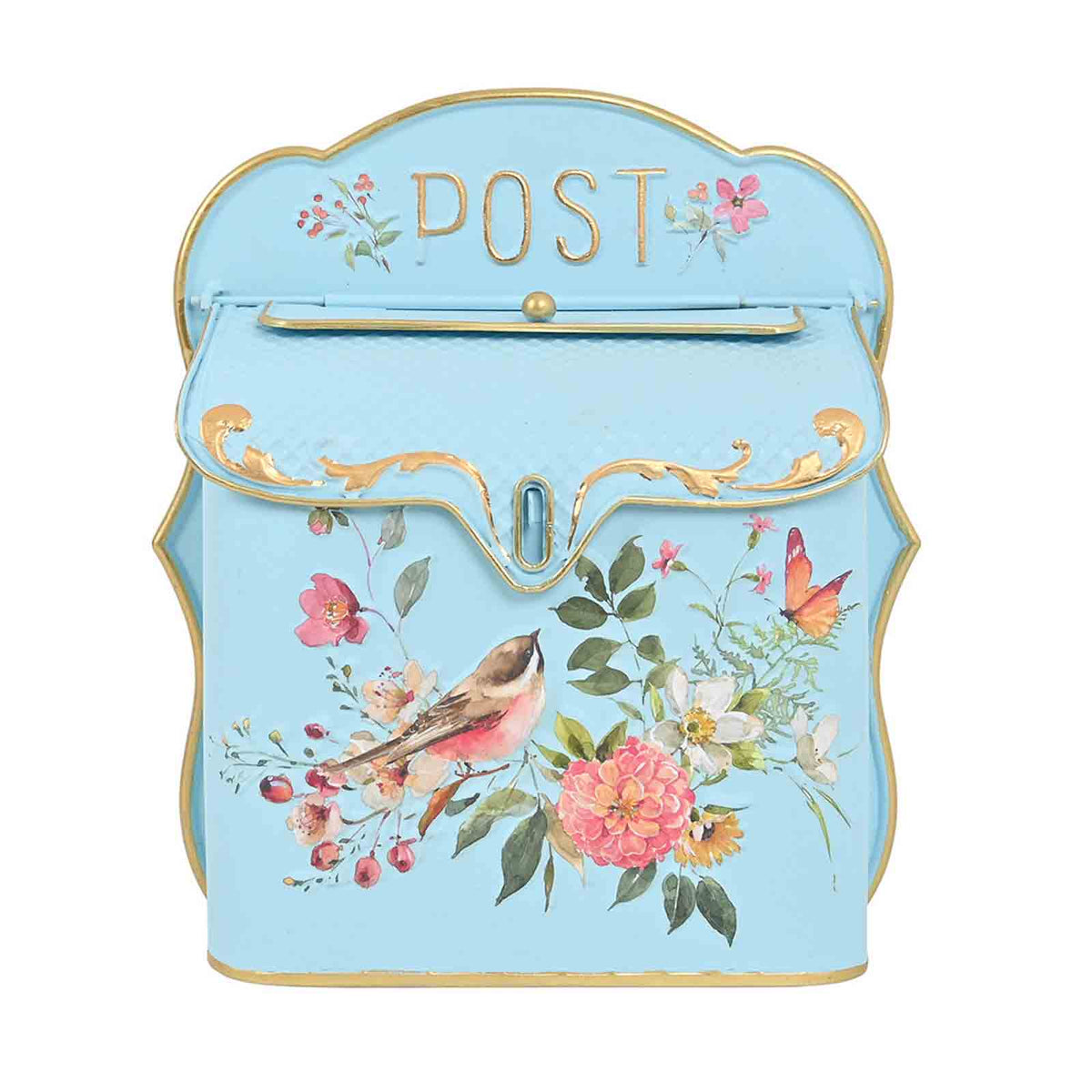 Vintage Embossed Metal Wall Mount Mailbox, Retro Iron Multi‑Purpose Letter Box for Home Garden Porch Balcony Wall Decor