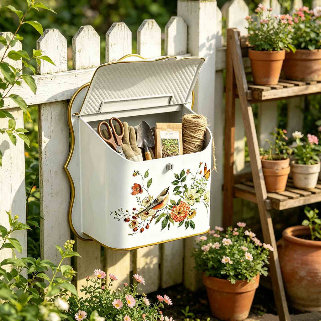 Vintage Embossed Metal Wall Mount Mailbox, Retro Iron Multi‑Purpose Letter Box for Home Garden Porch Balcony Wall Decor