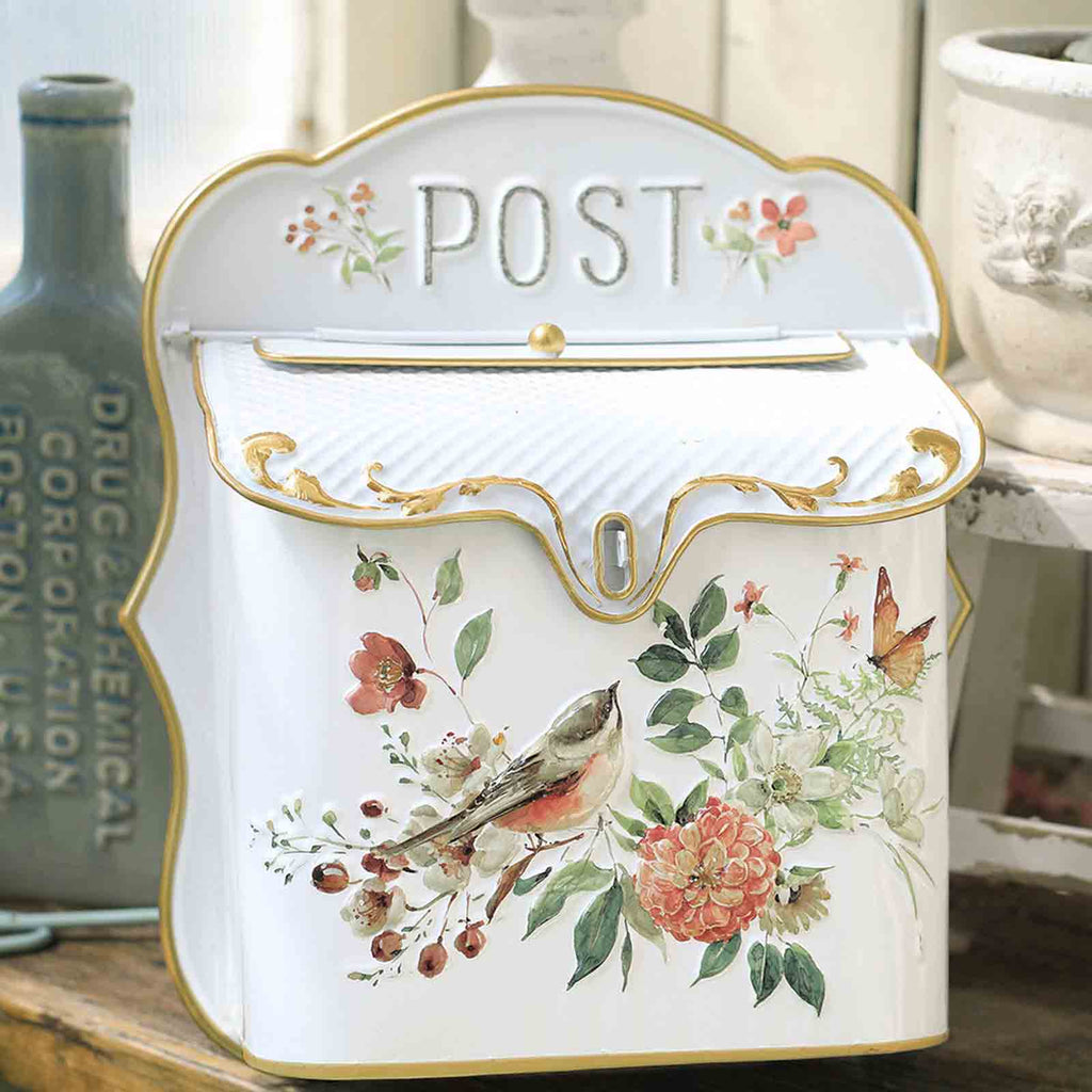 Vintage Embossed Metal Wall Mount Mailbox, Retro Iron Multi‑Purpose Letter Box for Home Garden Porch Balcony Wall Decor