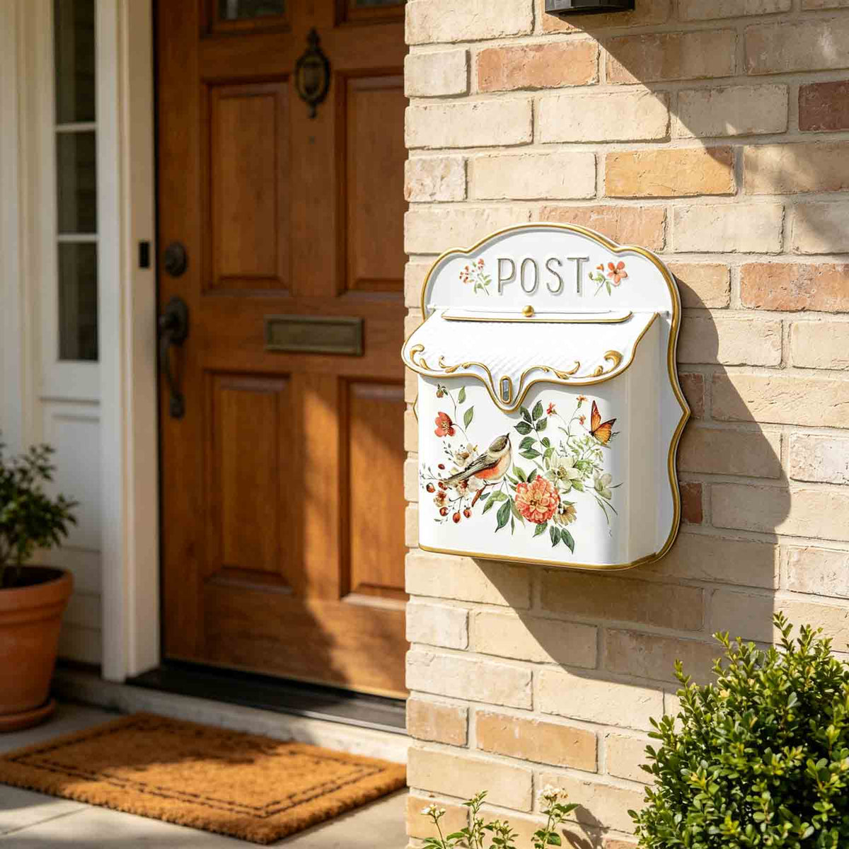 Vintage Embossed Metal Wall Mount Mailbox, Retro Iron Multi‑Purpose Letter Box for Home Garden Porch Balcony Wall Decor