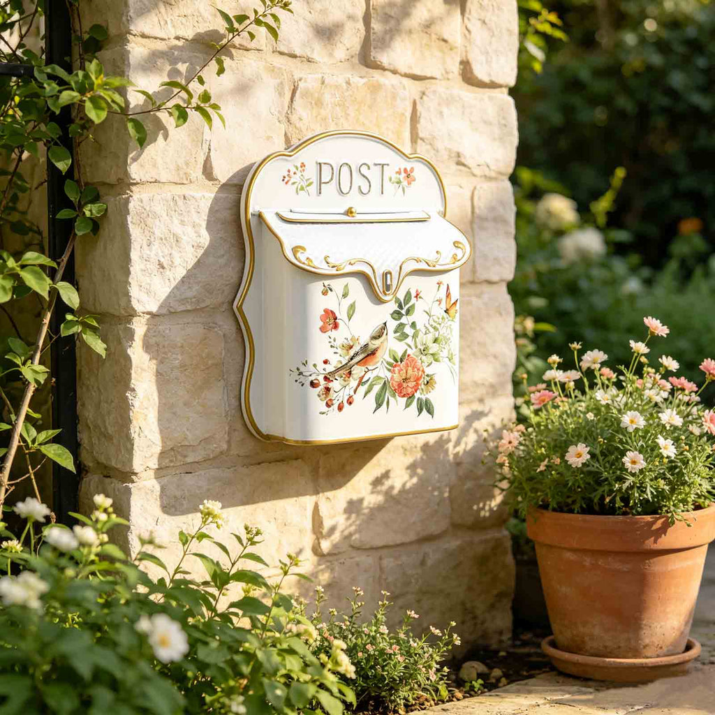 Vintage Embossed Metal Wall Mount Mailbox, Retro Iron Multi‑Purpose Letter Box for Home Garden Porch Balcony Wall Decor