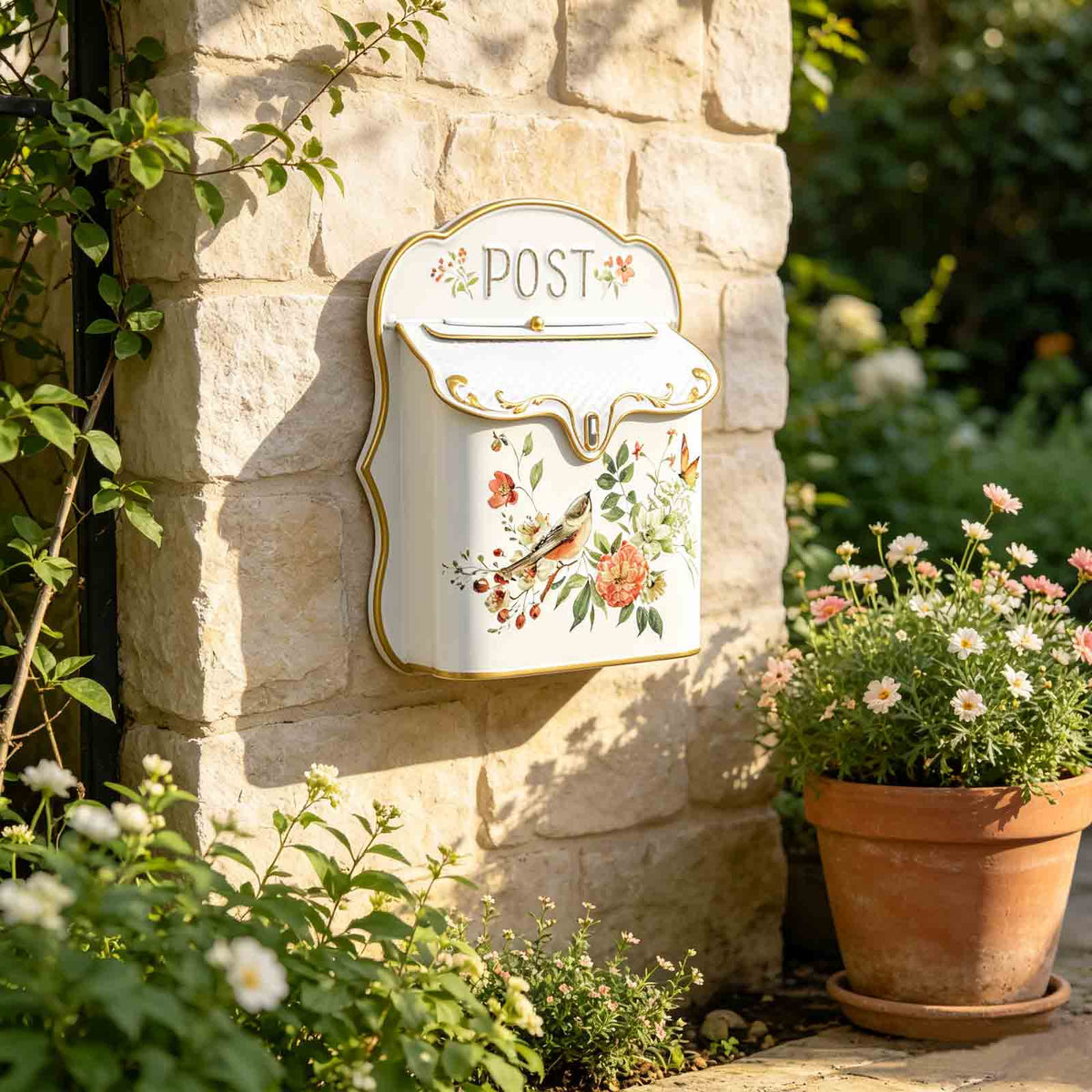 Vintage Embossed Metal Wall Mount Mailbox, Retro Iron Multi‑Purpose Letter Box for Home Garden Porch Balcony Wall Decor