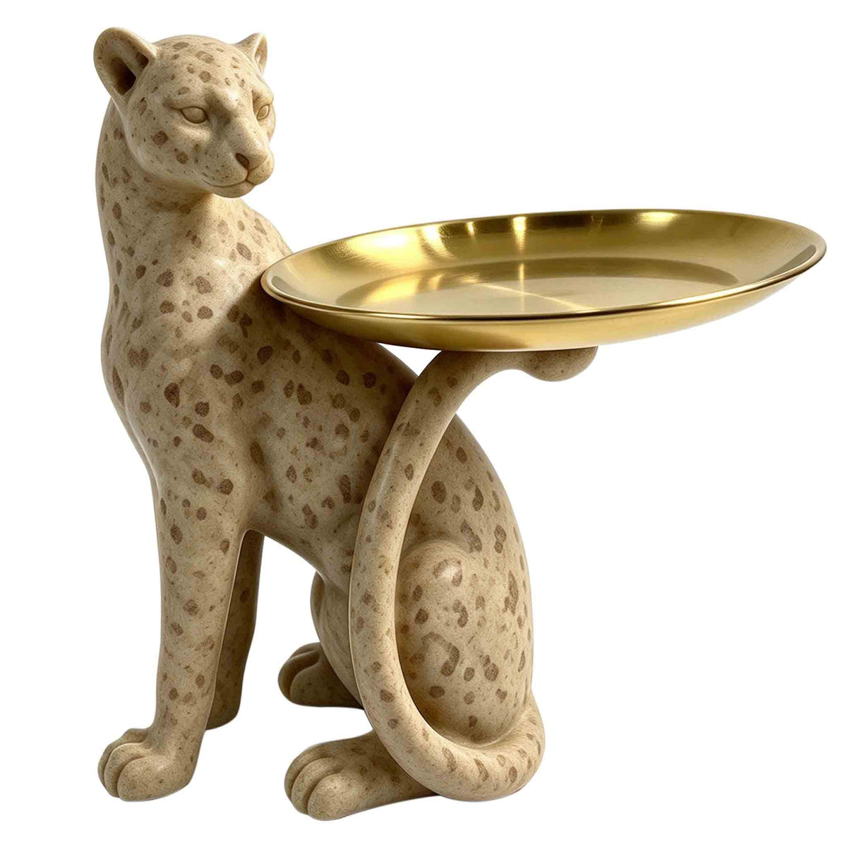 Pickoko resin leopard tray figurine, front view