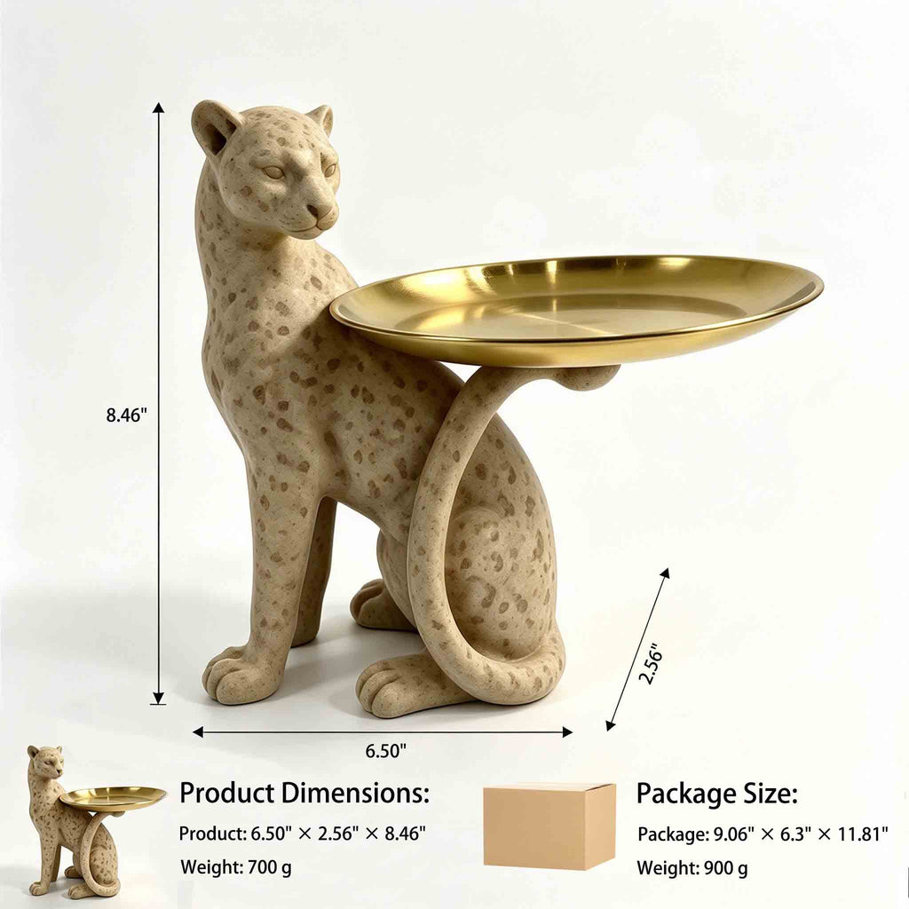 Product dimensions for the Pickoko leopard tray figurine